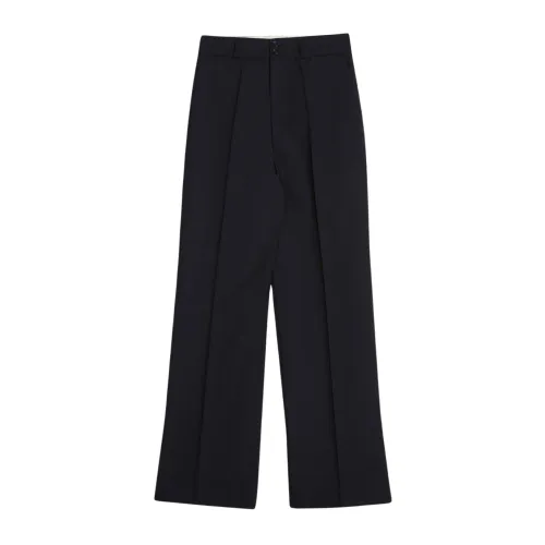 Barena Venezia , High-waisted wide-leg pants with side pockets and buttoned back pockets ,Blue female, Sizes: