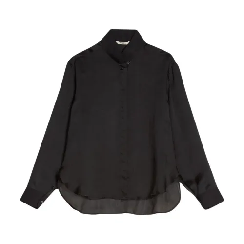 Barena Venezia , Velvet Fabric Shirt with Covered Button Placket ,Black female, Sizes: