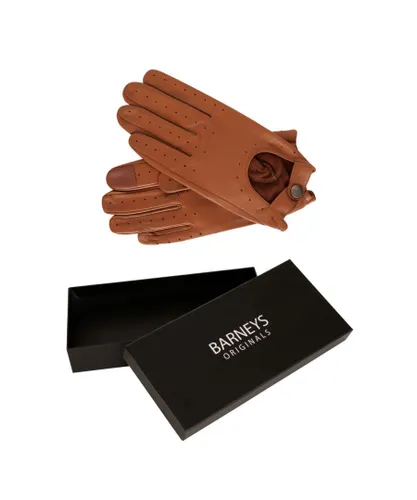 Barneys Originals Mens Gift Boxed Tan Leather Driving Gloves
