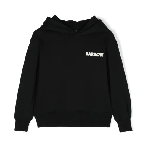 Barrow , Black Kids Hoodie with Holographic Logo ,Black male, Sizes: