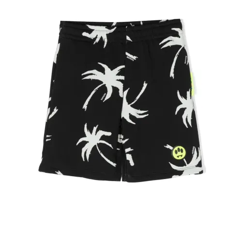 Barrow , Black Palm Tree Shorts ,Black male, Sizes: