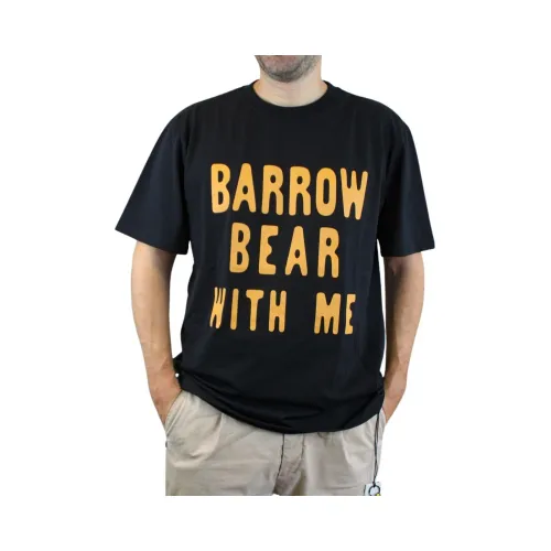 Barrow , Black Short Sleeve T-Shirt with Front Letters and Back Design ,Black male, Sizes: