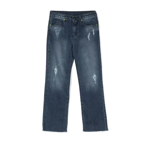 Barrow , Indigo Blue Ripped Straight-Leg Jeans ,Blue male, Sizes: