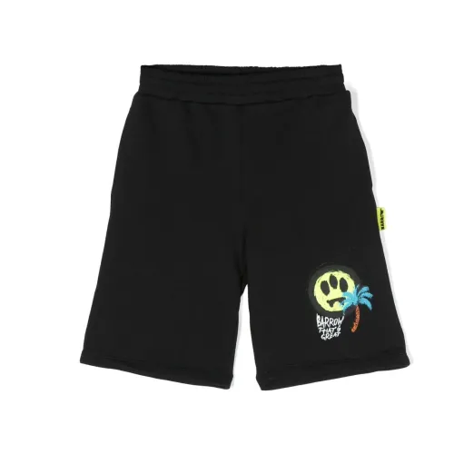 Barrow , Kids Black Cotton Sports Shorts ,Black male, Sizes: