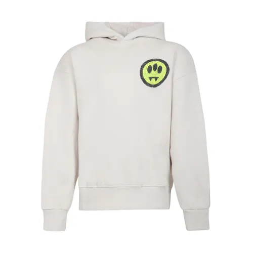 Barrow , Logo Cotton Hoodie with Long Sleeves and Hood ,Beige male, Sizes: