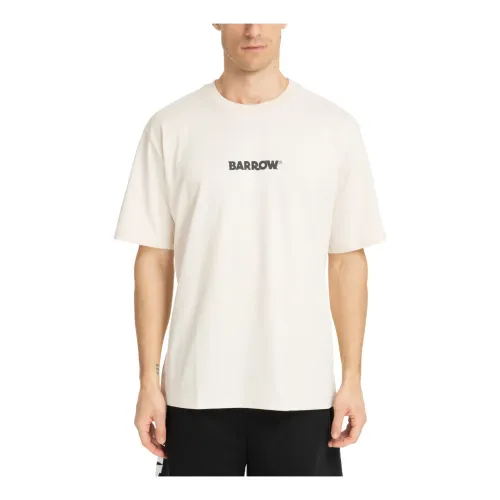 Barrow , Patterned Logo T-shirt ,Beige male, Sizes: