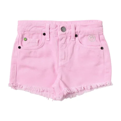 Barrow , Pink Frayed Hem Jeans Shorts ,Pink female, Sizes: