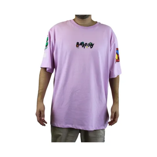 Barrow , Pink Short Sleeve T-Shirt with Chest Details ,Purple male, Sizes: