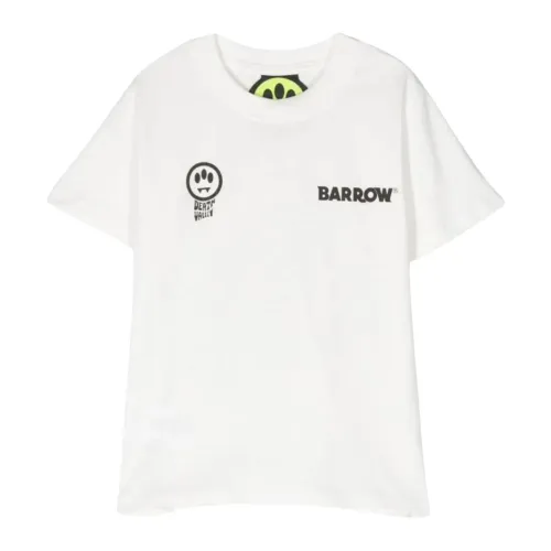 Barrow , Smile Print White T-shirt ,White male, Sizes: