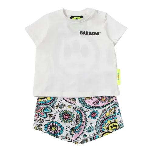 Barrow , White Kids T-Shirt and Bermuda Set ,White female, Sizes: