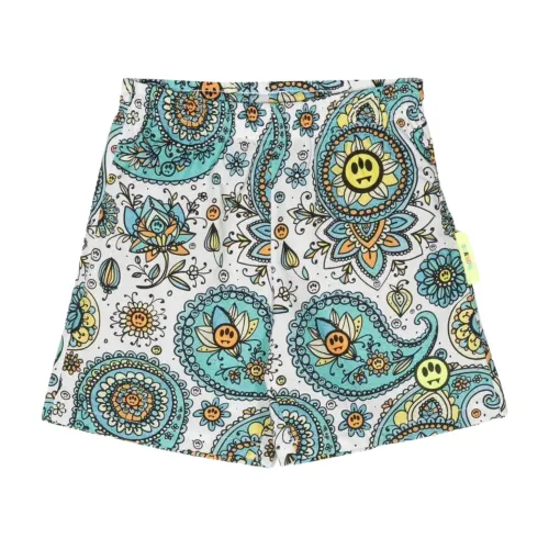 Barrow , White Paisley Print Bermuda Shorts for Kids ,Multicolor male, Sizes: