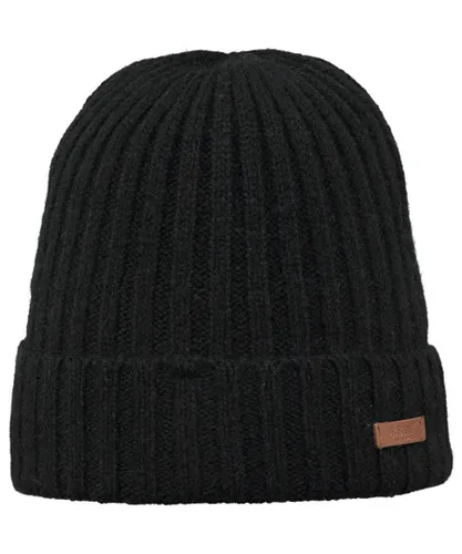 Barts Mens Haakon Turnup Warn Soft Knitted Walking Beanie Hat - Black Wool - One