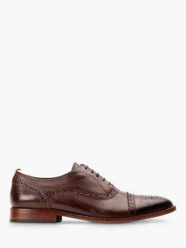 Base London Cast Washed Brogue Shoes, Brown - Brown - Male