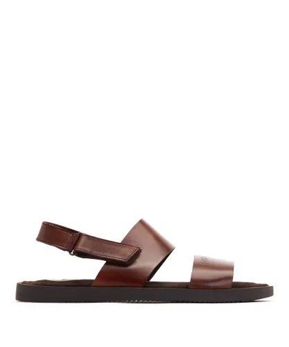 Base London Mens Aries Waxy Brown Leather Ankle-Strap Sandal