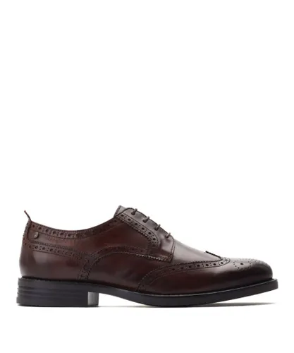 Base London Mens Cooper Washed Brown Leather Brogue Shoes
