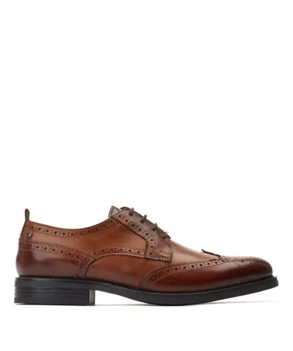 Base London Mens Cooper Washed Tan Leather Brogue Shoes