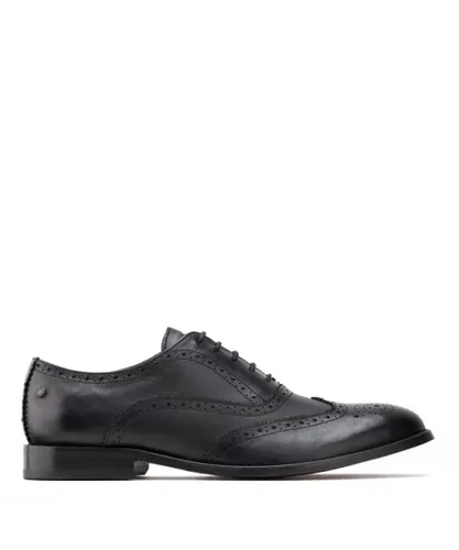 Base London Mens Darcy Burnished Black Leather Brogue Shoes