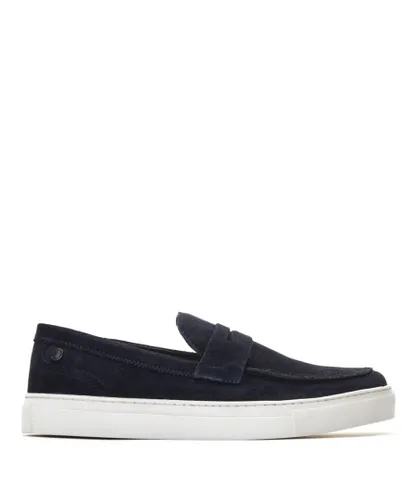 Base London Mens Flynn Suede Navy Loafers