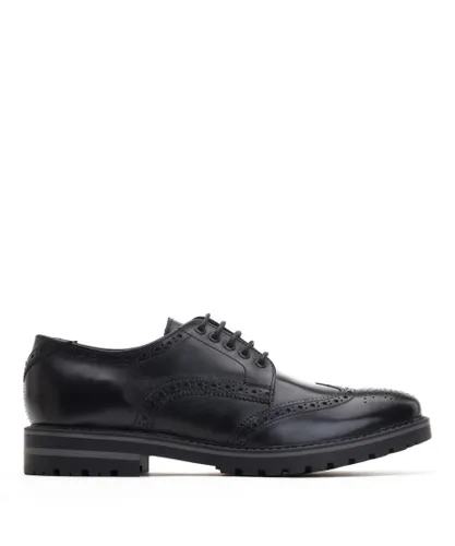 Base London Mens Gibbs Waxy Black Leather Brogue Shoes