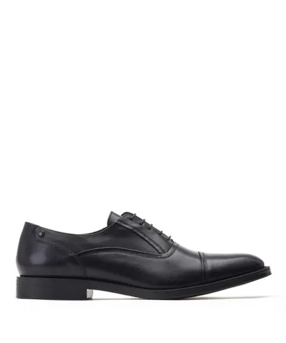 Base London Mens Wilson Waxy Black Leather Oxford Shoes