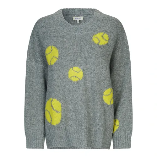 Baum und Pferdgarten , Tennis Print Knit Sweater ,Gray female, Sizes: