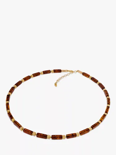 Be-Jewelled Baltic Amber and Square Statement Collar Necklace, Gold/Cognac - Gold/Cognac - Female