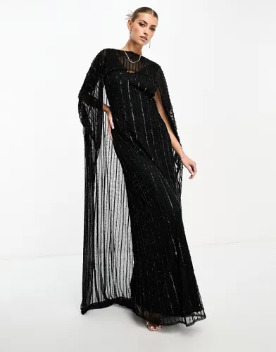 Beauut embellished maxi dress with cape detail in black