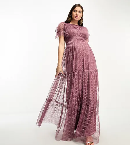 Beauut Maternity Bridesmaid tulle maxi dress in mauve-Pink