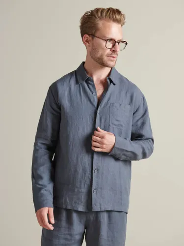 Bedfolk Linen Shirt Pyjama Set - Ink - Male