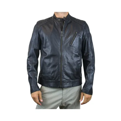 Belstaff , Black Leather Jacket - Mens Style ,Black male, Sizes: