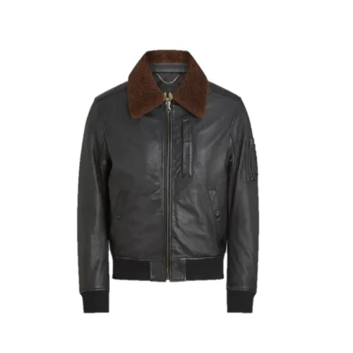 Belstaff , Classic Alstone Bomber Jacket in Lamb Leather ,Black male, Sizes: