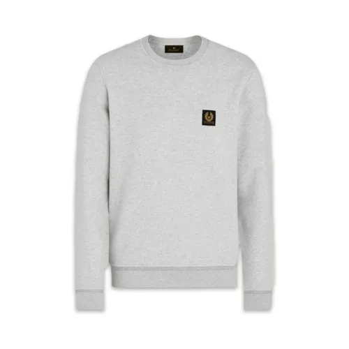 Belstaff , Classic Cotton Sweatshirt with V Stitch Detail ,Gray male, Sizes: