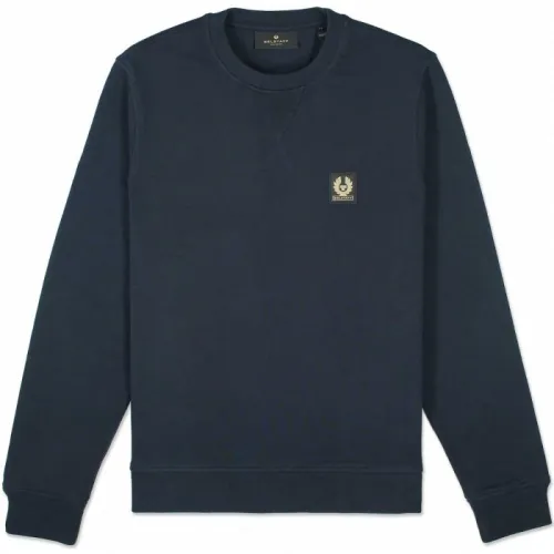 Belstaff , Classic Dark Ink Sweatshirt with V Stitch Detail ,Blue male, Sizes: