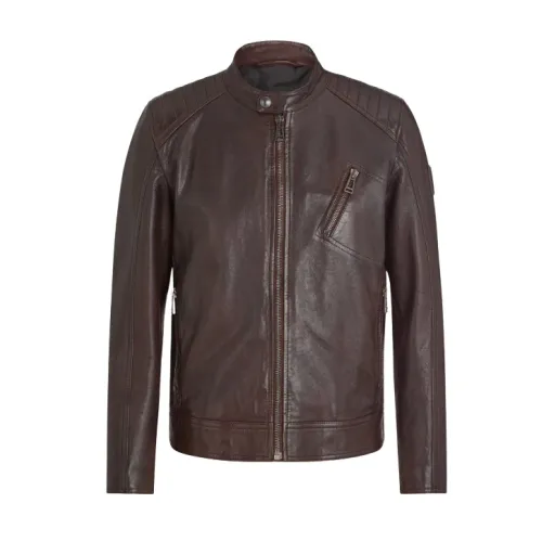 Belstaff , Ebony Café Racer Leather Jacket ,Brown male, Sizes: