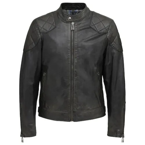 Belstaff , Hand Waxed Leather Black Jacket ,Black male, Sizes: