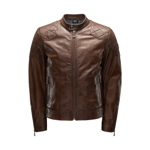 Belstaff , Hand Waxed Leather Outlaw Jacket ,Brown male, Sizes: