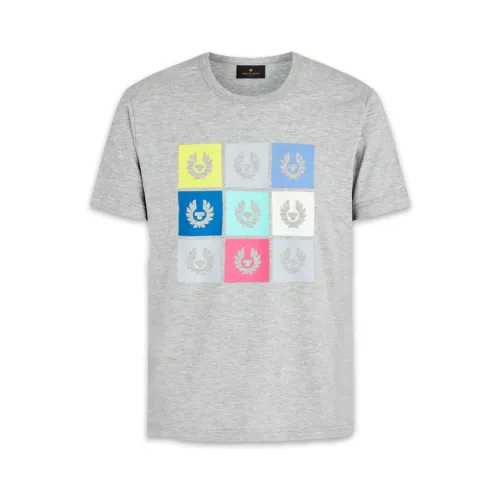 Belstaff , Iconic Design T-Shirt with Colorful Blocks ,Gray male, Sizes: