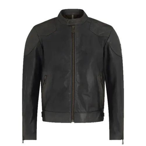 Belstaff , Legacy Outlaw Waxed Leather Jacket ,Black male, Sizes: