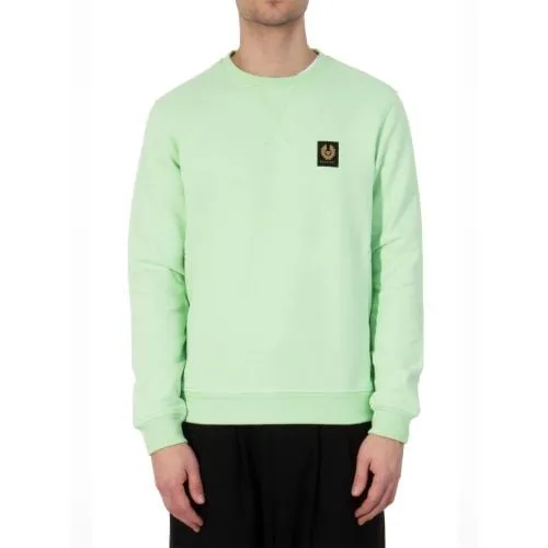Belstaff Mens New Leaf Green Cotton Fleece Sweatshirt
