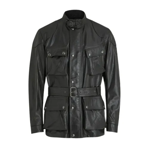 Belstaff , Premium Leather Trialmaster Panther Jacket ,Black male, Sizes: