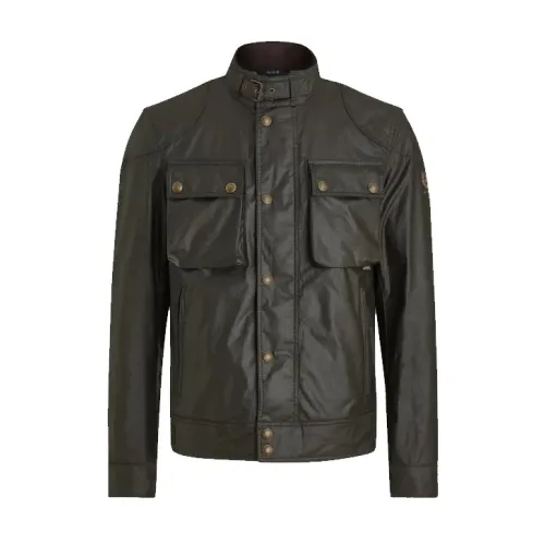 Belstaff , Racemaster Waxed Jacket Faded Olive ,Green male, Sizes: