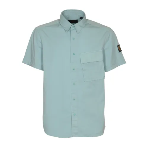 Belstaff , Short Sleeve Scale Shirt ,Blue male, Sizes: