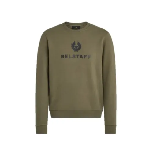 Belstaff , Signature Crewneck Sweatshirt in True Olive ,Green male, Sizes: