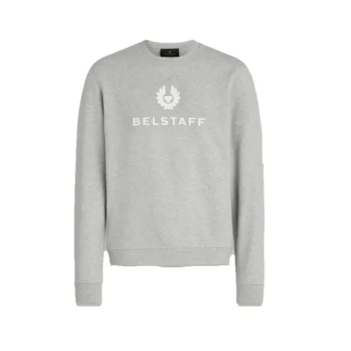 Belstaff , Signature Crewneck Sweatshirt with Flocked Logo ,Gray male, Sizes:
