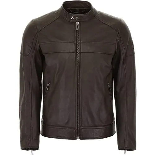 Belstaff , Super Soft Leather Jacket with Classic Details ,Brown male, Sizes: