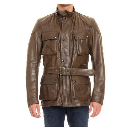 Belstaff , Trialmaster Brown Leather Jacket ,Brown male, Sizes: