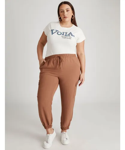 Beme Womens Full Length Cargo Pocket Cuff Hem Pants - Plus