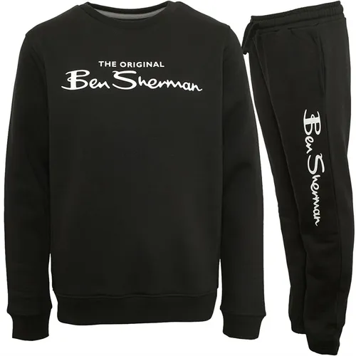 Ben Sherman Boys Big Sig Sweatshirt And Joggers Tracksuit Set Black