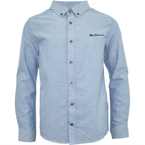 Ben Sherman Boys Oxford Long Sleeve Shirt Blue Yonder