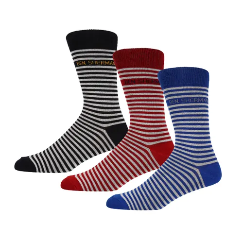 Ben Sherman Men Trew Socks in Blue/Red/Black Stripes
